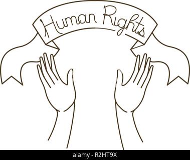 Open hands with human rights symbol Stock Vector