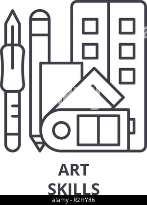 Art skills line icon concept. Art skills vector linear illustration, symbol, sign Stock Vector