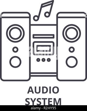 Audio system line icon concept. Audio system vector linear illustration, symbol, sign Stock Vector