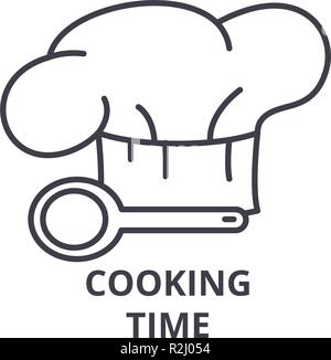 Cooking time line icon concept. Cooking time vector linear illustration, symbol, sign Stock Vector