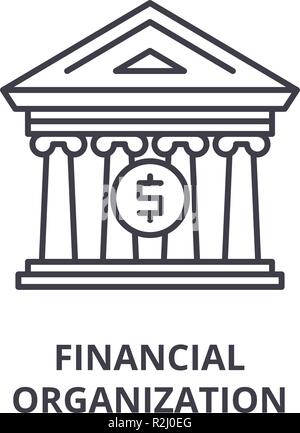Financial organization line icon concept. Financial organization vector linear illustration, symbol, sign Stock Vector