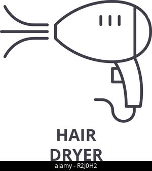 Hair dryer line icon concept. Hair dryer vector linear illustration, symbol, sign Stock Vector