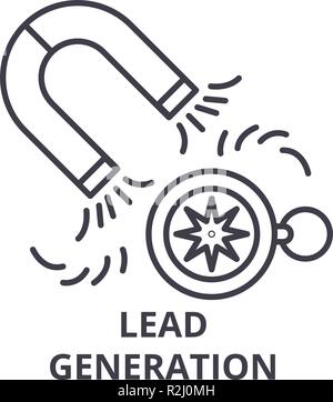 Lead generation line icon concept. Lead generation vector linear illustration, symbol, sign Stock Vector