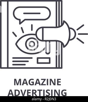 Magazine advertising line icon concept. Magazine advertising vector linear illustration, symbol, sign Stock Vector