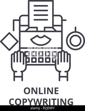 Online copywriting line icon concept. Online copywriting vector linear illustration, symbol, sign Stock Vector