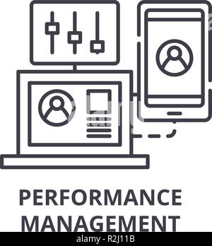 Performance management line icon concept. Performance management vector linear illustration, symbol, sign Stock Vector