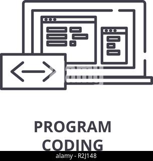 Program coding linear icon concept. Program coding line vector sign ...