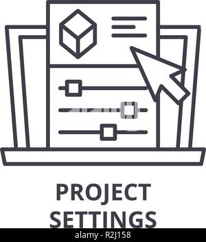 Project settings line icon concept. Project settings vector linear illustration, symbol, sign Stock Vector