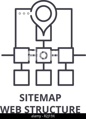 Sitemap web structure line icon concept. Sitemap web structure vector linear illustration, symbol, sign Stock Vector