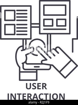 User interaction line icon concept. User interaction vector linear illustration, symbol, sign Stock Vector