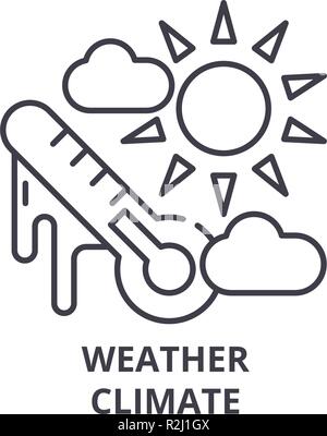 Weather climate line icon concept. Weather climate vector linear illustration, symbol, sign Stock Vector