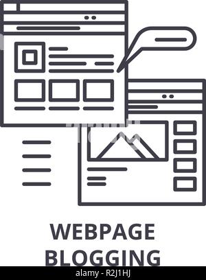 Webpage blogging line icon concept. Webpage blogging vector linear illustration, symbol, sign Stock Vector