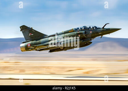 France Air Force MIRAGE 2000 in flight. Photographed at Royal International Air Tattoo (RIAT) Stock Photo