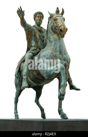 2nd  centuary AD  Roman, bronze, equestrian Statue of Emperor Marcus Aurelius in the  Capitoline Musems, Rome, Italy Stock Photo