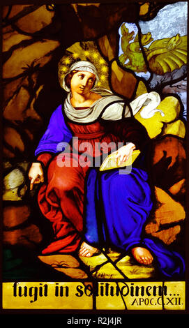 Fugit in olitudinem 1835 (Cathedral's stained glass windows) 19th century by Giovanni Battista Bertini (.Duomo di Milano - Milan Cathedral, Italy,Italian. Stock Photo