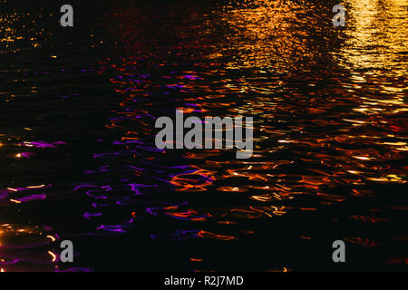 Dnipro illuminated waves in night with colorfull effects Stock Photo