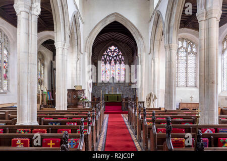 The interior of St Lawrence church in the village of Great Waldingfield. Suffolk UK Stock Photo