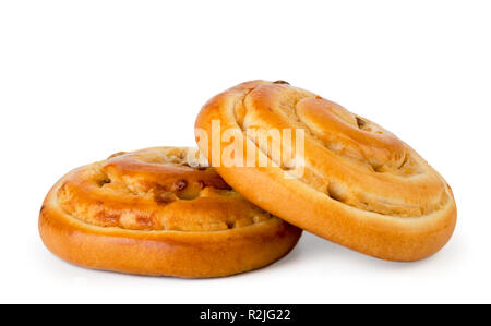 Two snail buns on a white, isolated. Stock Photo