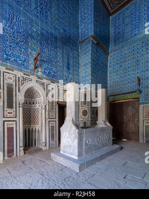 Tomb of Ibrahim Agha Mustahfizan, attached to the Mosque of Aqsunqur (Blue Mosque), Bab El Wazir district, Old Cairo, Egypt Stock Photo
