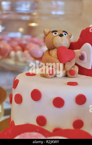 Valentine’s Day special decorated cake, cookies, cupcakes. Stock Photo