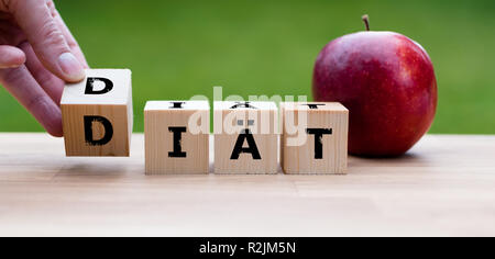 Dices form the german word 'DIÄT' with means diet Stock Photo