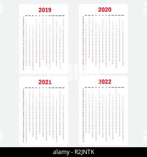 Calendar 2019, Calendar 2020, Calendar 2021 and 2022 template.Calendar design.Yearly calendar vector design stationery template.Vector illustration. Stock Vector