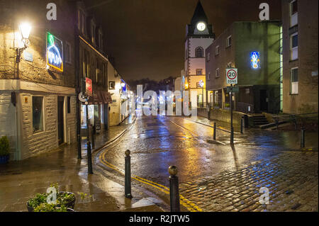 Night time view of the High Street in South Queensferry, Scotland Stock Photo