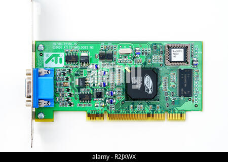 Computer graphics card close up on white background Stock Photo