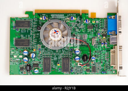 Computer graphics card close up on white background Stock Photo