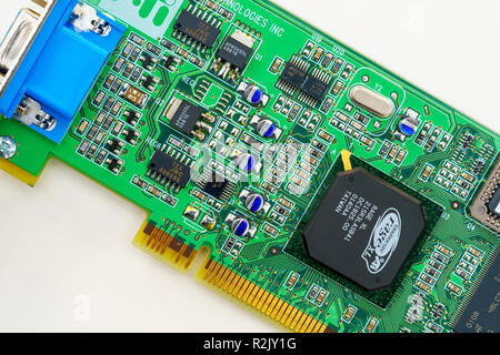 Computer graphics card close up on white background Stock Photo