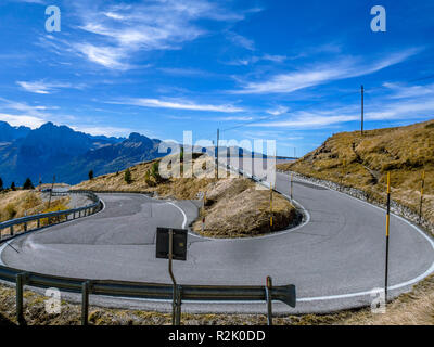 Pass road to the Passo Sella, pass, Dolomites, South Tyrol, Italy, Europe Stock Photo