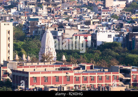 Temple in the middle of a locality aerial shot  Stock Photo