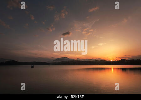 Sunset on Lake Faak in Carinthia Stock Photo