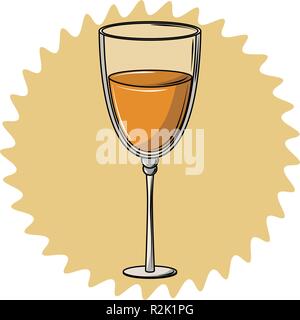 Champagne glass cup round label frame vector illustration graphic design Stock Vector