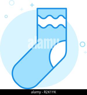 Christmas Stocking Sock Flat Vector Icon, Symbol, Pictogram, Sign. Light Blue Monochrome Design. Editable Stroke Stock Vector