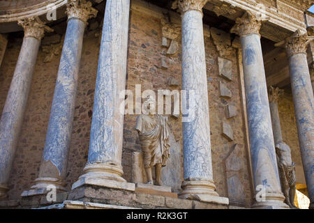 Spain, Extremadura, ruin of the Roman theatre in Mérida, UNESCO world cultural heritage, Stock Photo