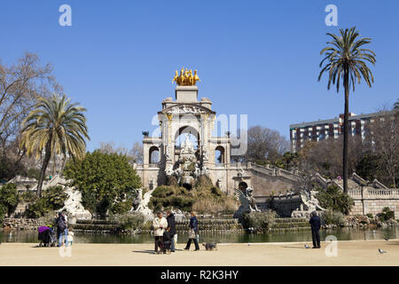Spain, Catalonia, Barcelona, Parc de la Ciutadella, Cascada, fountain by Antoni Gaudi, Stock Photo