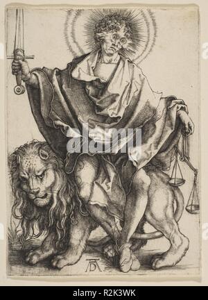 Justice. Artist: Albrecht Dürer (German, Nuremberg 1471-1528 Nuremberg). Dimensions: Sheet: 4 1/4 × 3 1/8 in. (10.8 × 7.9 cm). Date: ca. 1499. Museum: Metropolitan Museum of Art, New York, USA. Stock Photo