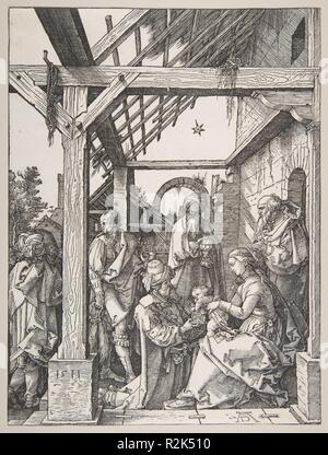 The Adoration of the Magi. Artist: Albrecht Dürer (German, Nuremberg 1471-1528 Nuremberg). Dimensions: sheet: 11 1/2 x 8 5/8 in. (29.2 x 21.9 cm) trimmed to block line. Date: 1511. Museum: Metropolitan Museum of Art, New York, USA. Stock Photo