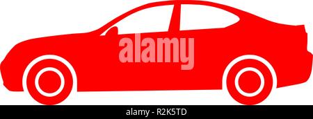 Car symbol icon - red, 2d, isolated - vector illustration Stock Vector