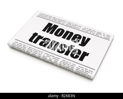 Currency concept: newspaper headline Money Transfer Stock Photo
