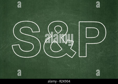 Stock market indexes concept: S&P on chalkboard background Stock Photo