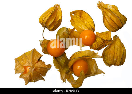 Physalis exotic fruit isolated on white background, close up Stock Photo