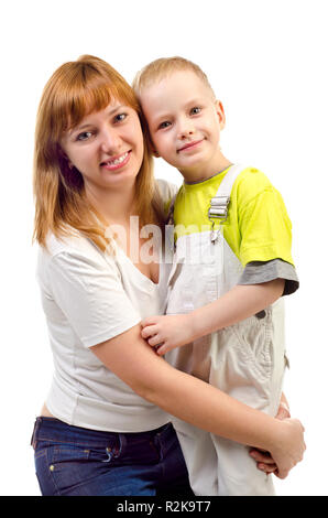 mother and child isolated on a white background Stock Photo