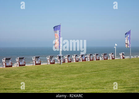 Beach chairs at the coast, Norderney, East Frisian island, Lower saxony, Germany, Europe Stock Photo