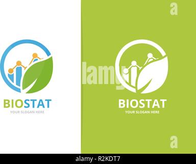 Vector graph and leaf logo combination. Diagram and eco symbol or icon. Unique chart and organic logotype design template. Stock Vector