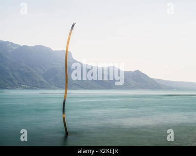 Abstract interpretation of the fork in Lake Geneva at Vevey Stock Photo