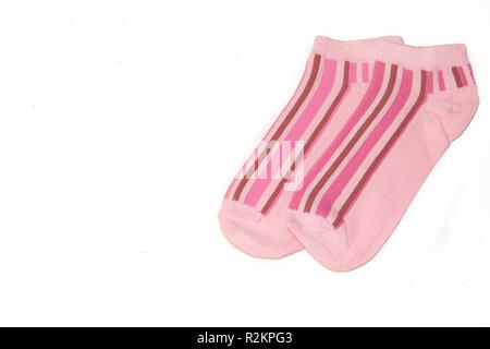 pink women's socks on a white background. clothes on white background Stock Photo