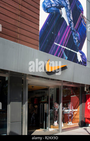 Store view of an international American footwear brand. The image is captured on Bagdat Avenue of Kadikoy district located on Asian side of Istanbul. Stock Photo