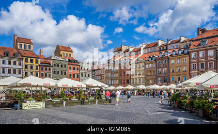 Renaissance style facades around Warsaw's Old Town Market Place in the Historic Centre, Warsaw, Poland Stock Photo